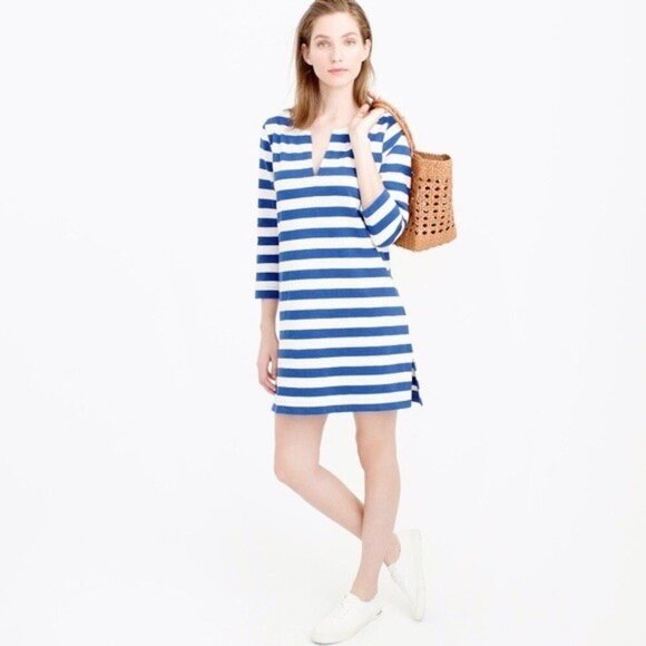 J. Crew Royal Blue Nautical Stripe Casual Tunic Dress Size Small - Picture 1 of 12